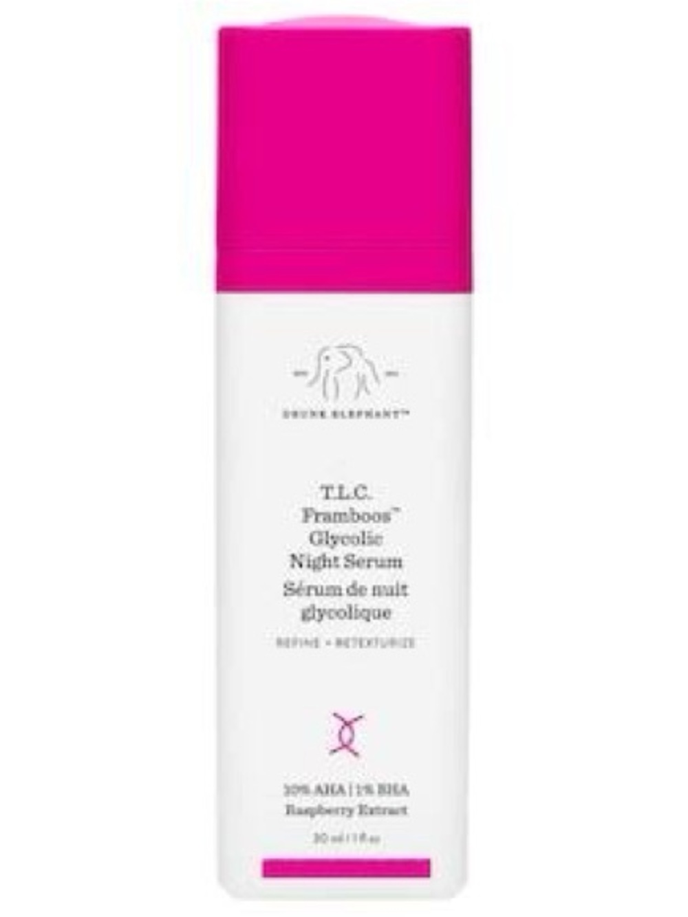 Drunk Elephant T.L.C. Framboos Glycolic Night Serum - White & Pink